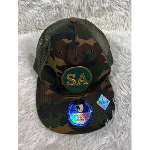 San Antonio SA Pit Bull Hat Cap Alamo Mens One Size Camo Snapback Mesh *RARE